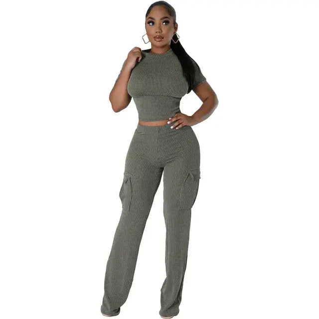 High Waist Straight Pants Lamor Zweiteiler