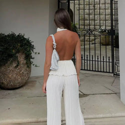 Elegant High Waist Wide Pants Set